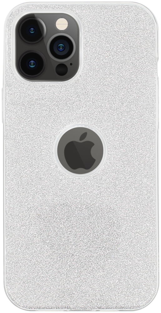 Apple iPhone 12 Pro Max szilikon tok csillogó hátlap logó kihagyós ezüst