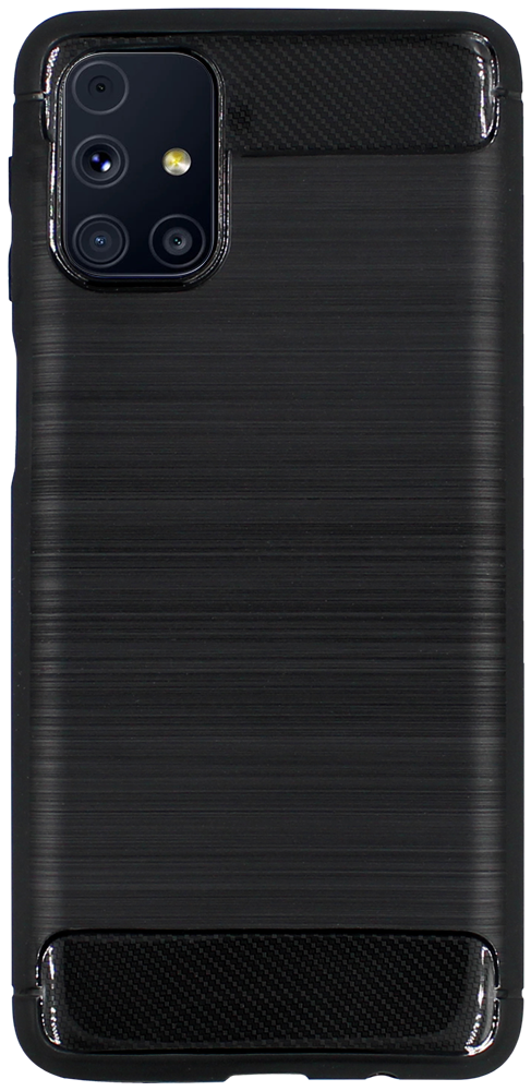Samsung Galaxy M31s (SM-M317F) ütésálló szilikon tok szálcsiszolt-karbon minta légpárnás sarok fekete