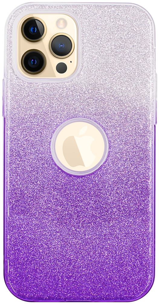 Apple iPhone 12 Pro szilikon tok csillogó hátlap logó kihagyós lila/ezüst