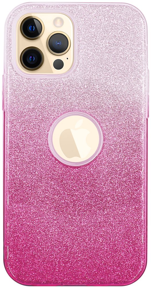 Apple iPhone 12 Pro szilikon tok csillogó hátlap logó kihagyós rózsaszín/ezüst