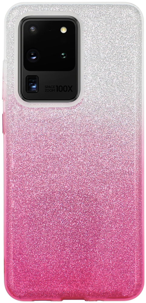 Samsung Galaxy S20 Ultra (SM-G988F) szilikon tok csillogó hátlap rózsaszín/ezüst