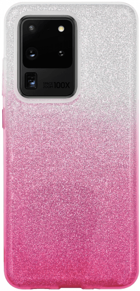 Samsung Galaxy S20 Ultra (SM-G988F) szilikon tok csillogó hátlap rózsaszín/ezüst