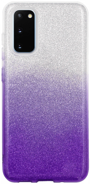 Samsung Galaxy S20 (SM-G980F) szilikon tok csillogó hátlap lila/ezüst