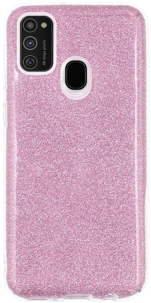 Samsung Galaxy M21 (SM-M215F) szilikon tok csillogó hátlap rózsaszín