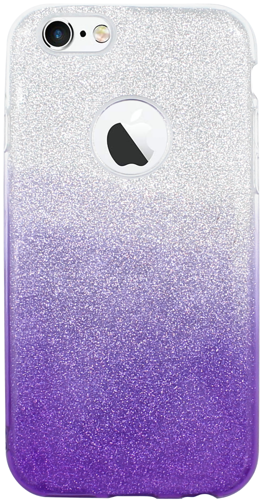 Apple iPhone 6S szilikon tok csillogó hátlap logónál átlátszó lila/ezüst