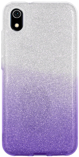 Xiaomi Redmi 7A szilikon tok csillogó hátlap lila/ezüst