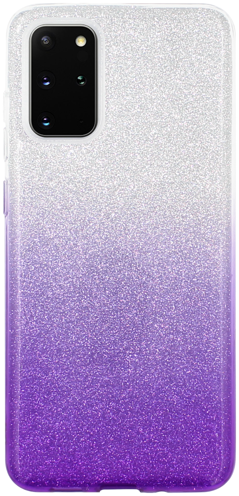 Samsung Galaxy S20 Plus (SM-G985F) szilikon tok csillogó hátlap lila/ezüst