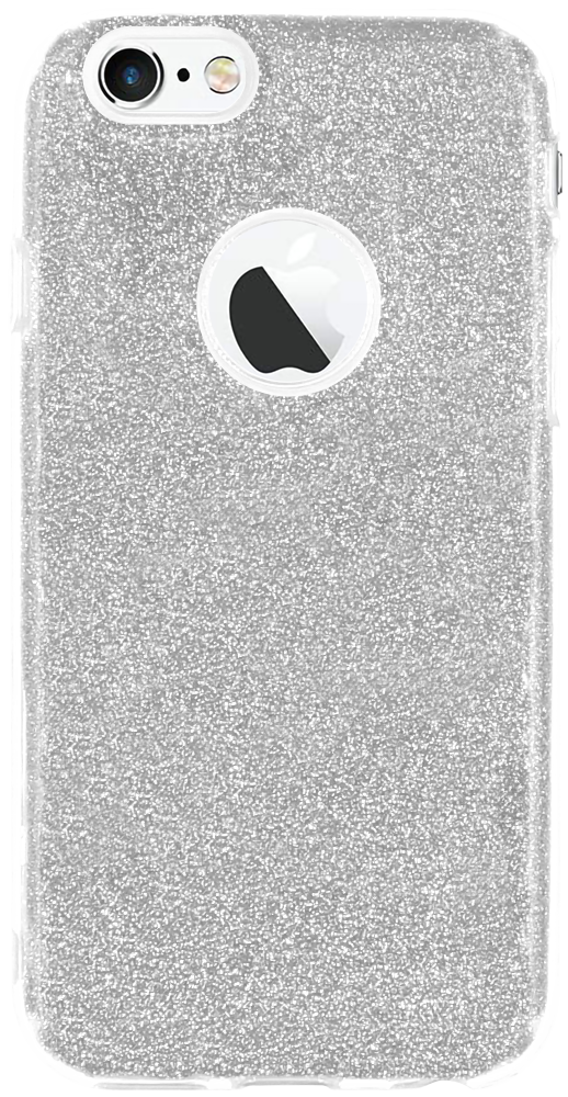 Apple iPhone 6 szilikon tok csillogó hátlap logónál átlátszó ezüst