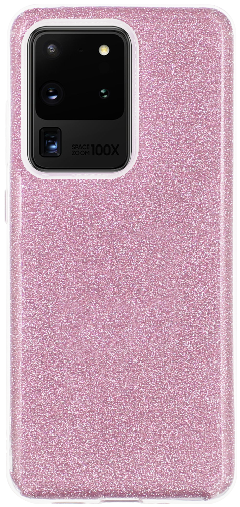 Samsung Galaxy S20 Ultra (SM-G988F) szilikon tok csillogó hátlap rózsaszín