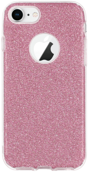 Apple iPhone 8 szilikon tok csillogó hátlap logónál átlátszó rózsaszín