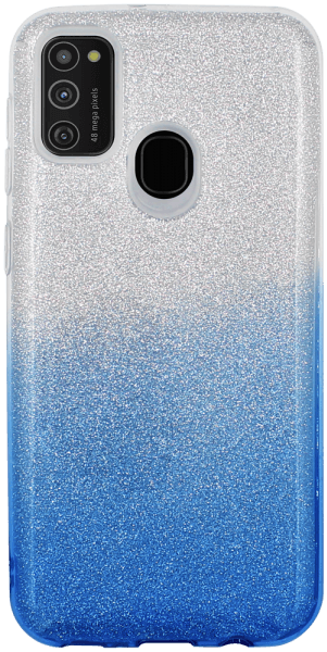 Samsung Galaxy M21 (SM-M215F) szilikon tok csillogó hátlap kék/ezüst