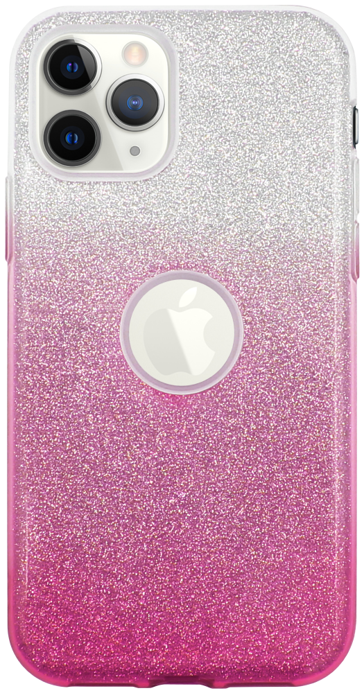 Apple iPhone 11 Pro Max szilikon tok csillogó hátlap logó kihagyós rózsaszín/ezüst