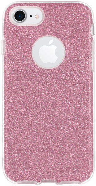 Apple iPhone 7 szilikon tok csillogó hátlap logónál átlátszó rózsaszín