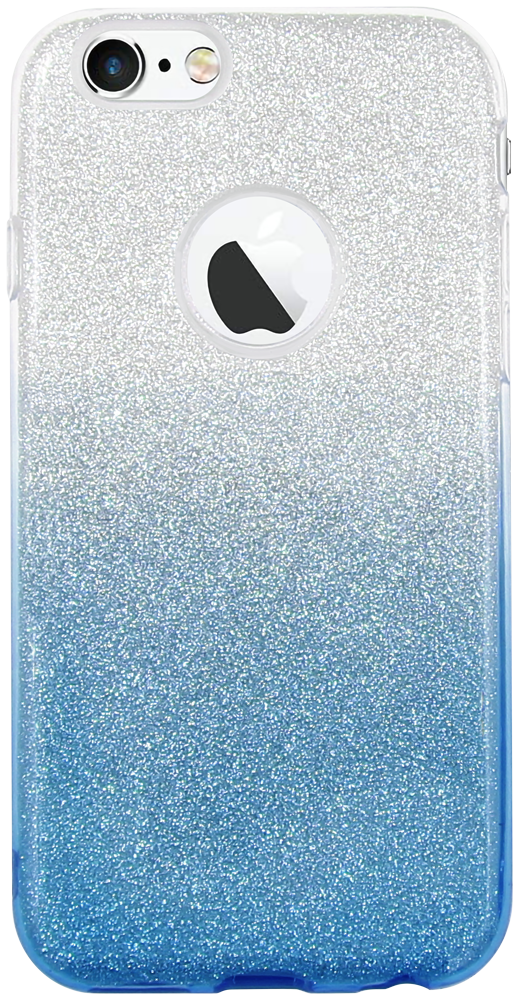 Apple iPhone 6S szilikon tok csillogó hátlap logónál átlátszó kék/ezüst