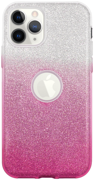 Apple iPhone 11 Pro szilikon tok csillogó hátlap logó kihagyós rózsaszín/ezüst