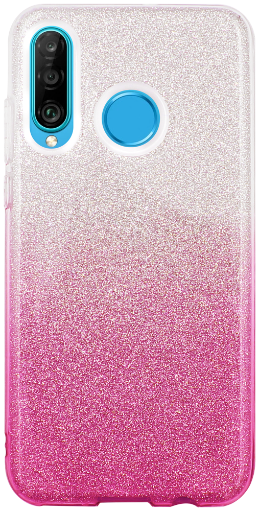 Huawei P30 Lite szilikon tok csillogó hátlap rózsaszín/ezüst