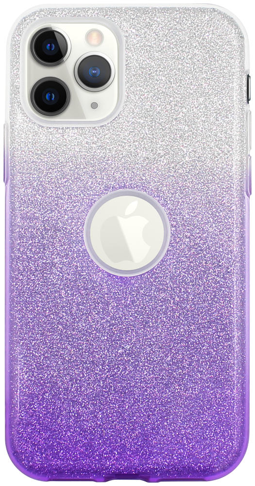 Apple iPhone 11 Pro szilikon tok csillogó hátlap logó kihagyós lila/ezüst