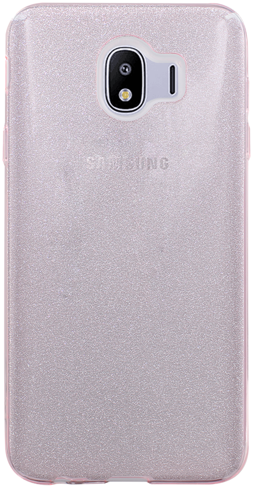 Samsung Galaxy J4 2018 (J400) szilikon tok kivehető csillámporos réteg halvány rózsaszín