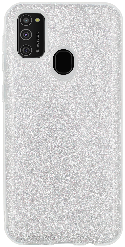 Samsung Galaxy M21 (SM-M215F) szilikon tok csillogó hátlap ezüst