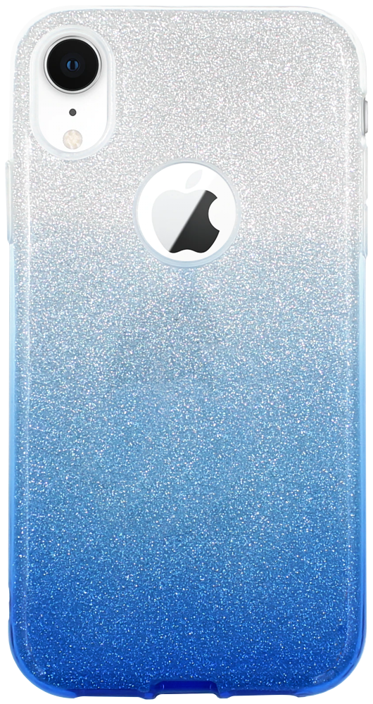 Apple iPhone XS Max szilikon tok csillogó hátlap logónál átlátszó kék/ezüst