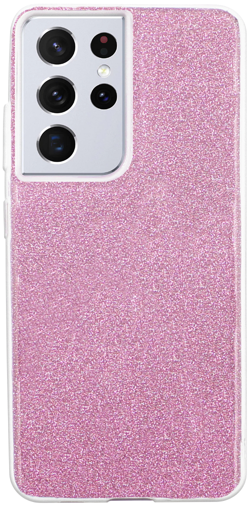 Samsung Galaxy S21 Ultra 5G (SM-G998B) szilikon tok csillogó hátlap rózsaszín