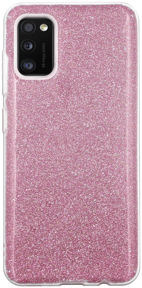 Samsung Galaxy A41 ( SM-A415F) szilikon tok csillogó hátlap rózsaszín