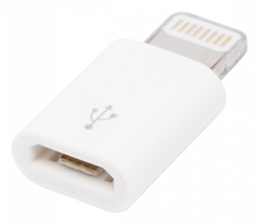 Realme 7 Pro átalakító adapter micro USB csatlakozóról Lightning csatlakozóra fehér