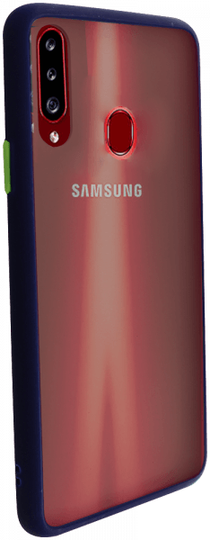 Samsung Galaxy A20s (SM-A207F) kemény hátlap Vennus Button Bumper sötétkék