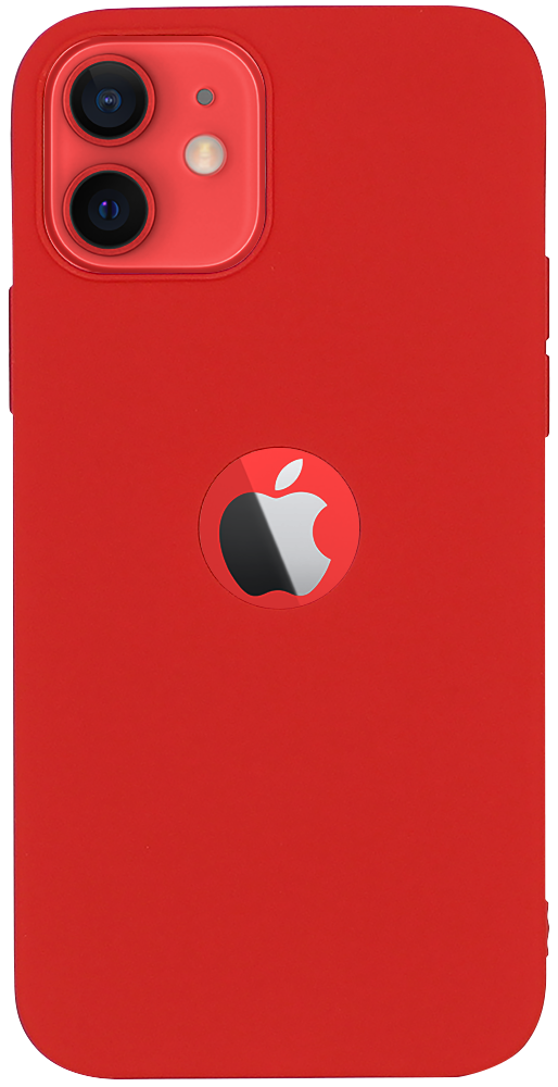 Apple iPhone 12 szilikon tok logó kihagyós piros