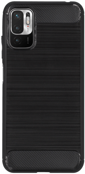 Xiaomi Redmi Note 10 5G ütésálló szilikon tok szálcsiszolt-karbon minta légpárnás sarok fekete