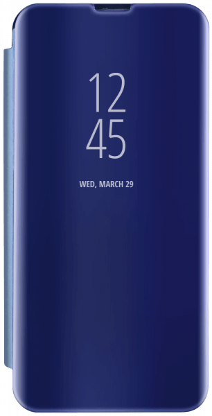 Huawei Y6 Pro 2019 oldalra nyíló flipes bőrtok Smart Clear View sötétkék