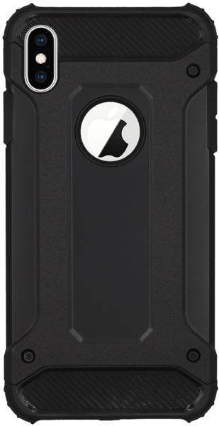 Apple iPhone XS Max ütésálló tok légpárnás sarkas, hibrid Forcell Armor logó kihagyós fekete