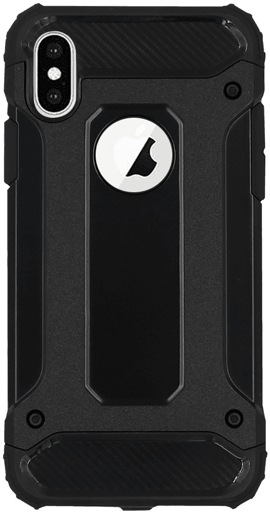 Apple iPhone X ütésálló tok légpárnás sarkas, hibrid Forcell Armor logó kihagyós fekete