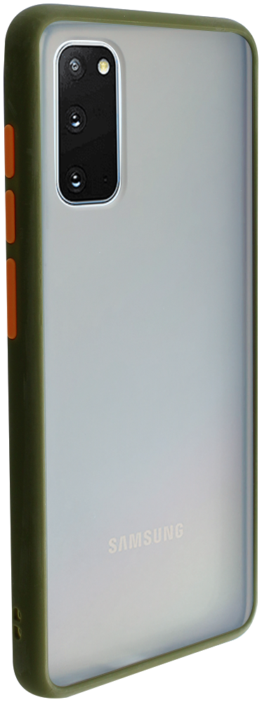 Samsung Galaxy S20 (SM-G980F) kemény hátlap Vennus Button Bumper olivazöld