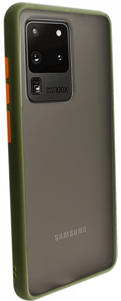 Samsung Galaxy S20 Ultra (SM-G988B) kemény hátlap Vennus Button Bumper olivazöld