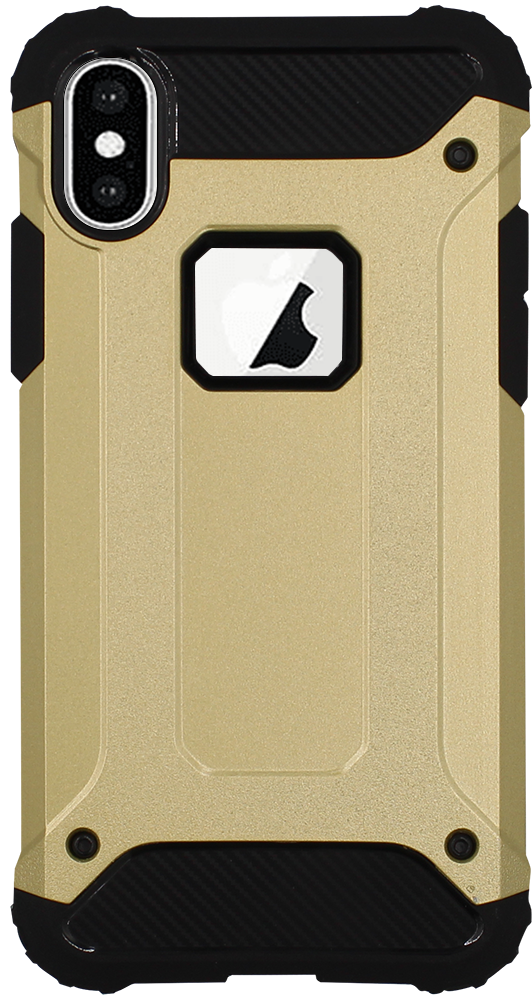 Apple iPhone X ütésálló tok légpárnás sarkas, hibrid Forcell Armor logó kihagyós arany