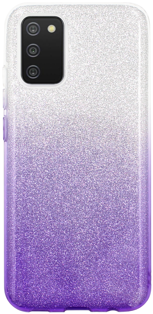 Samsung Galaxy A03s (SM-A037F) szilikon tok csillogó hátlap lila/ezüst