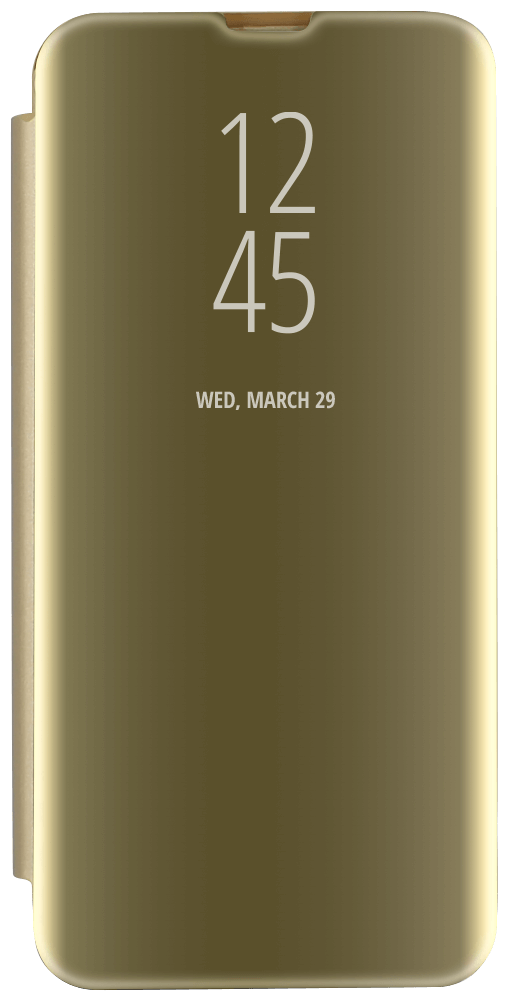 Motorola Moto G8 Plus oldalra nyíló flipes bőrtok Smart Clear View arany