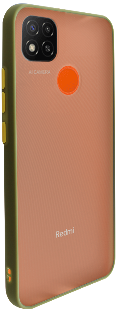 Xiaomi Redmi 9C kemény hátlap szilikon keret Vennus Button Bumper olivazöld