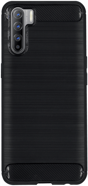Oppo A91 ütésálló szilikon tok szálcsiszolt-karbon minta légpárnás sarok fekete