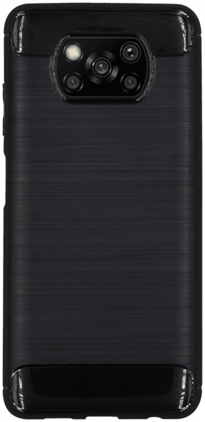 Xiaomi Poco X3 Pro ütésálló szilikon tok szálcsiszolt-karbon minta légpárnás sarok fekete