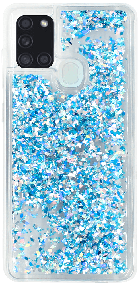 Samsung Galaxy A21s (SM-A217F) szilikon tok gyári Liquid Sparkle kék/ezüst