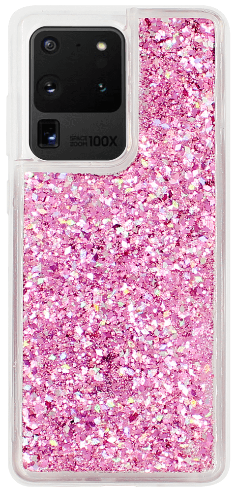 Samsung Galaxy S20 Ultra (SM-G988B) szilikon tok gyári Liquid Sparkle rózsaszín