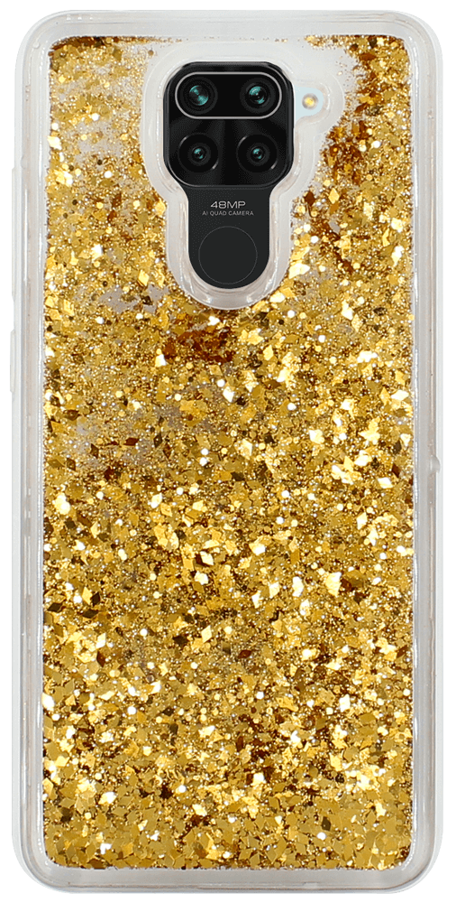 Xiaomi Redmi Note 9 szilikon tok gyári Liquid Sparkle arany