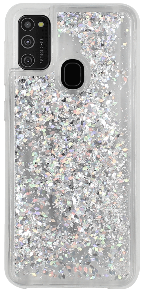 Samsung Galaxy M21 (SM-M215F) szilikon tok gyári Liquid Sparkle ezüst