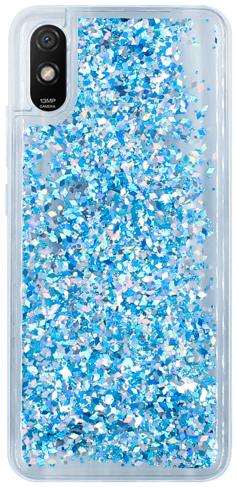 Xiaomi Redmi 9AT szilikon tok gyári Liquid Sparkle kék/ezüst
