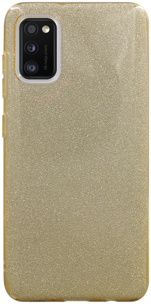 Samsung Galaxy A41 ( SM-A415F) szilikon tok kivehető csillámporos réteg sárga