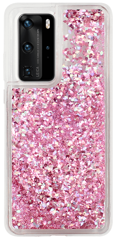 Huawei P40 Pro szilikon tok gyári Liquid Sparkle rózsaszín
