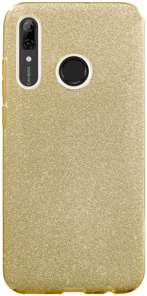 Huawei Honor 10 Lite szilikon tok kivehető ezüst csillámporos réteg halvány sárga