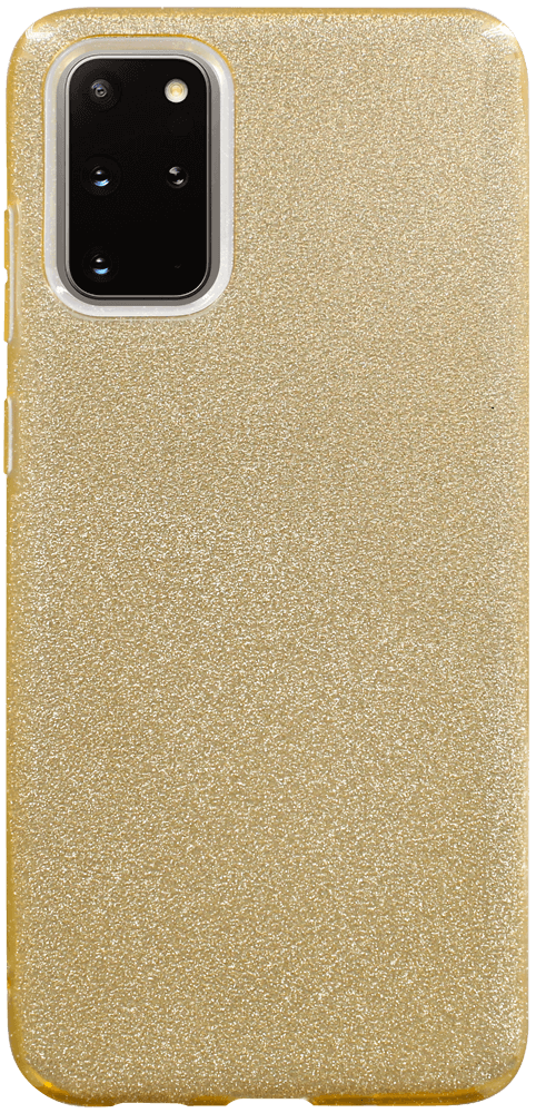 Samsung Galaxy S20 Plus (SM-G985F) szilikon tok kivehető ezüst csillámporos réteg halvány sárga